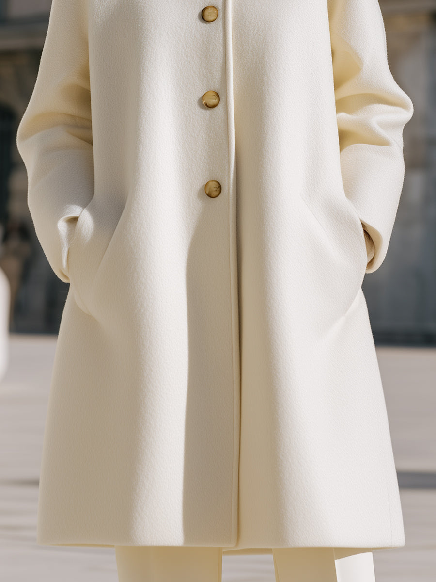 Timeless Wool-Blend Stand Collar Coat