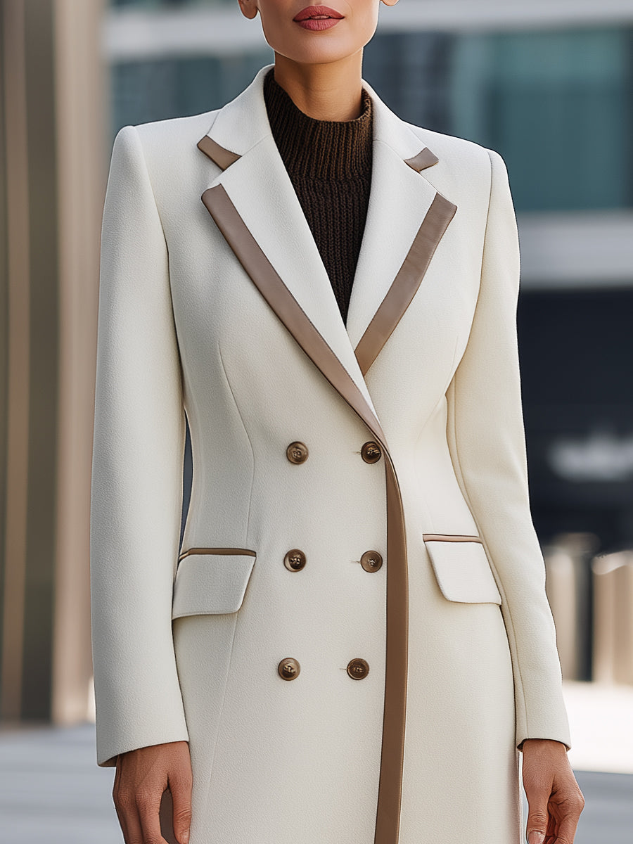 Wool-Blend Coat With Faux Leather Trim