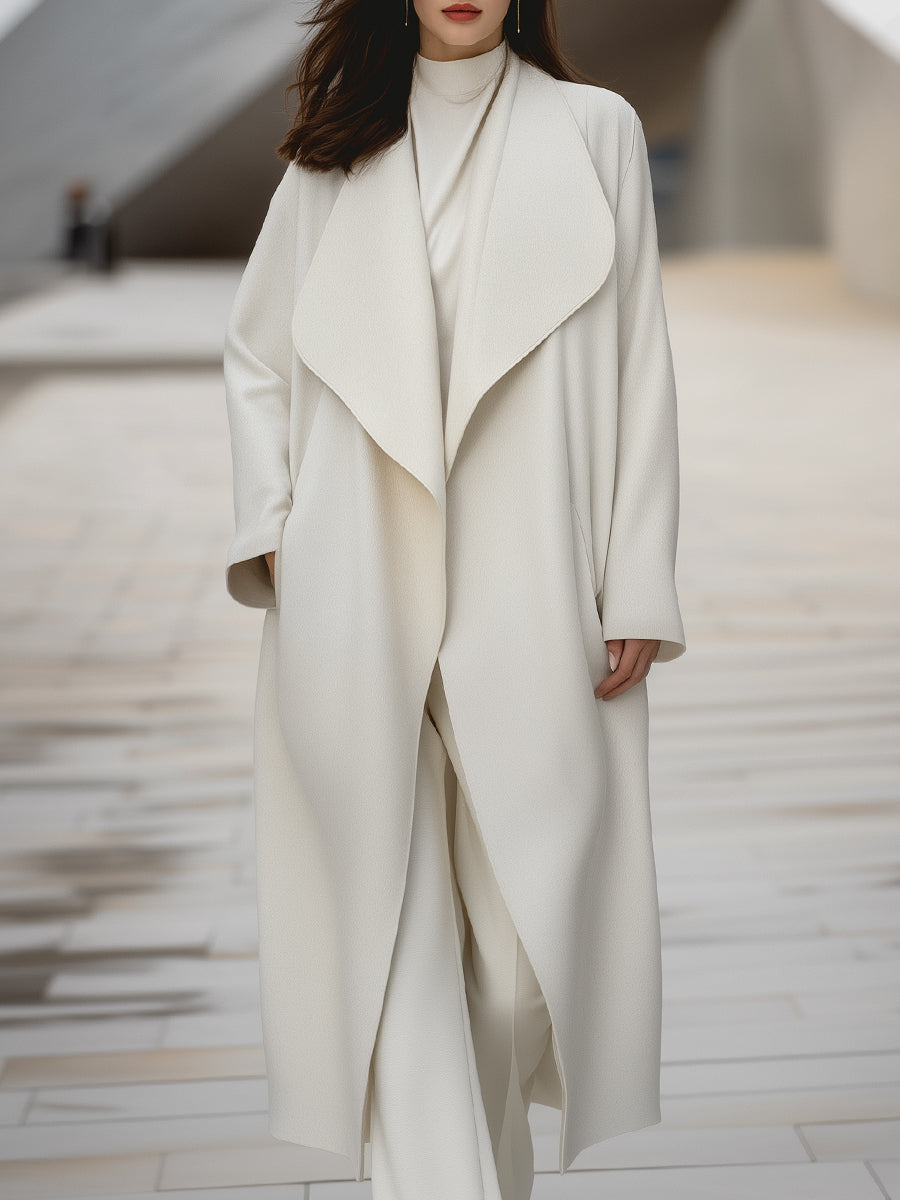 Structured Draped Collar Wool Coat