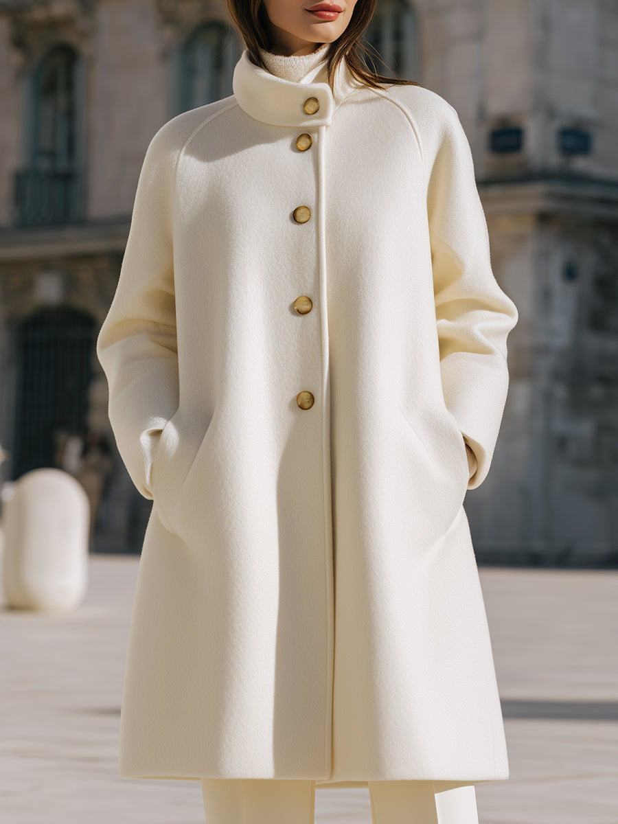 Timeless Wool-Blend Stand Collar Coat