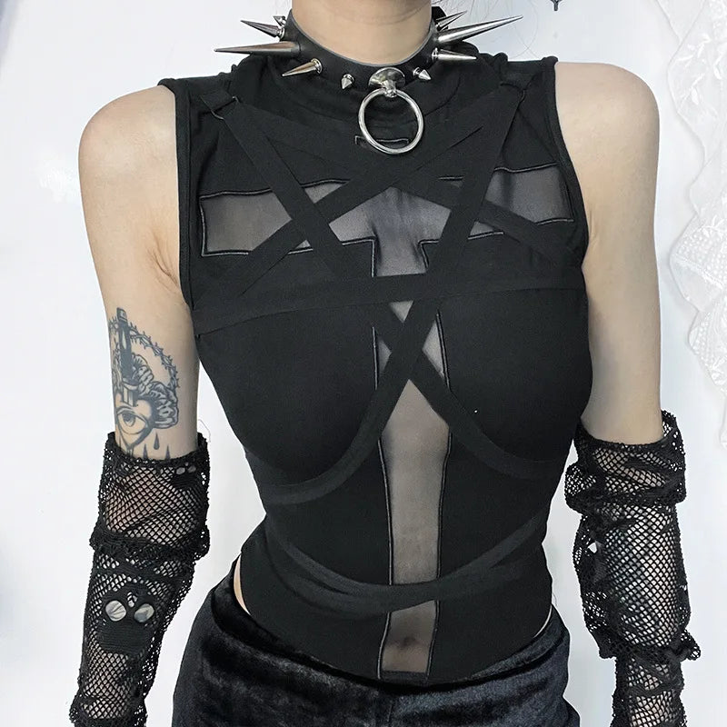 Mall Goth Sleeveless Bandage Vintage Harajuku Punk Crop Top