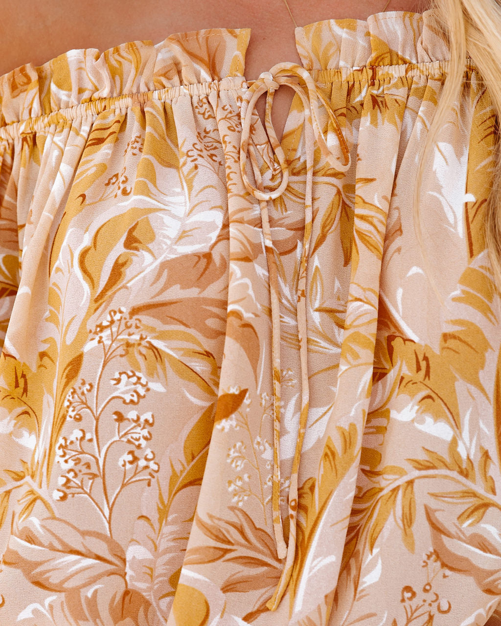 fermon - Papaya Printed Off The Shoulder Blouse