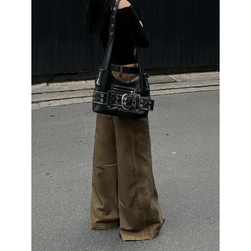 Vintage Y2K Low Rise Streetwear Harajuku Baggy Brown Jean