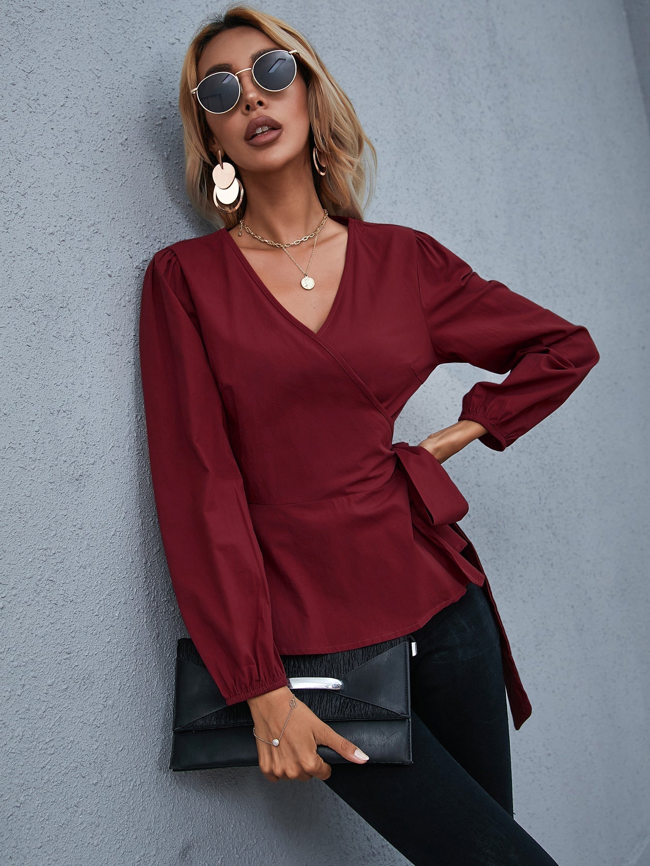 fermon - Wrap Tie Side Blouse