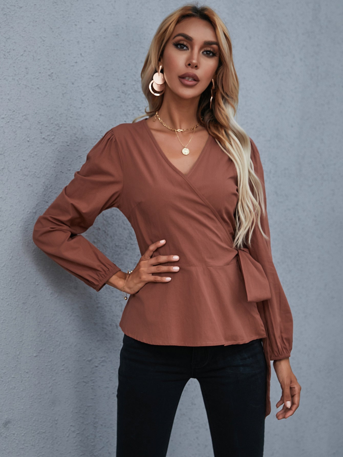 fermon - Wrap Tie Side Blouse