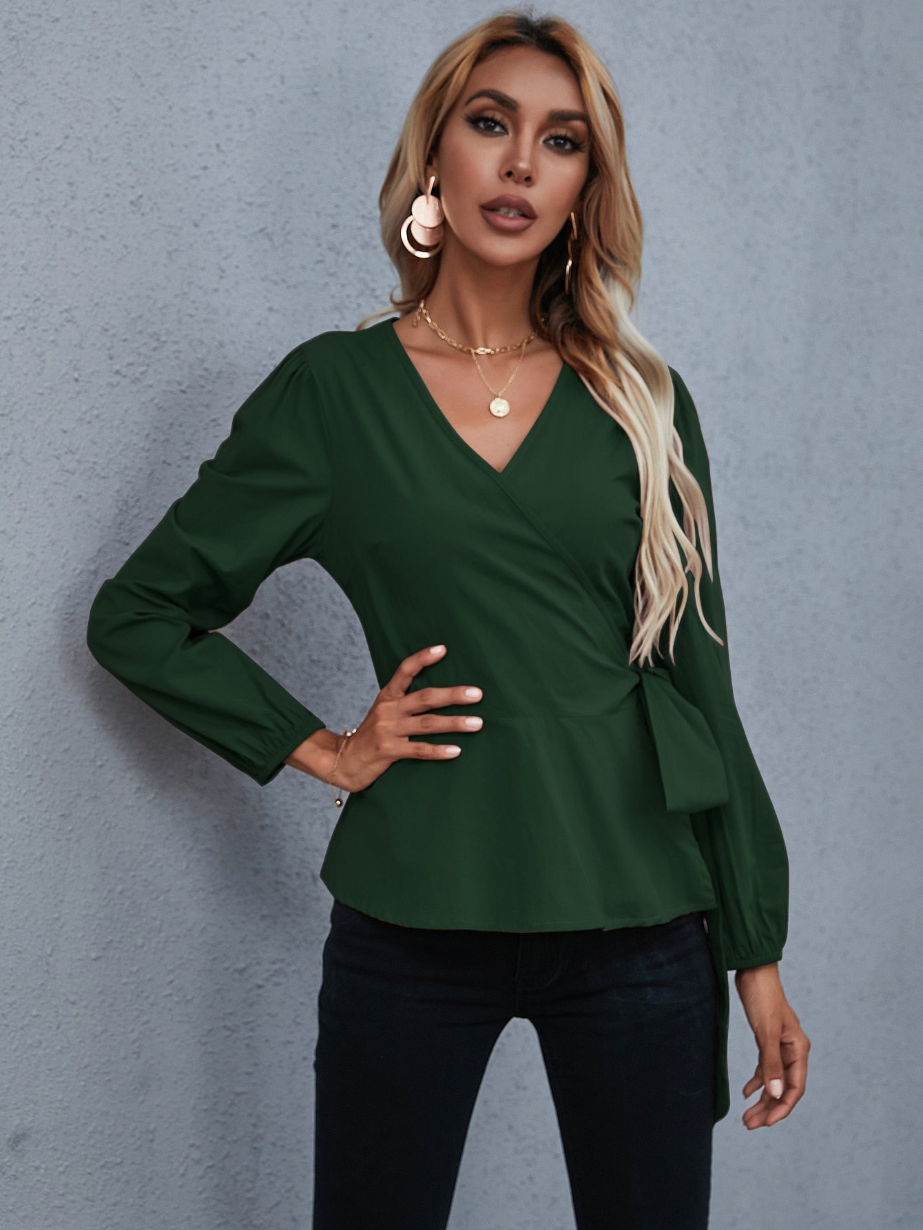 fermon - Wrap Tie Side Blouse