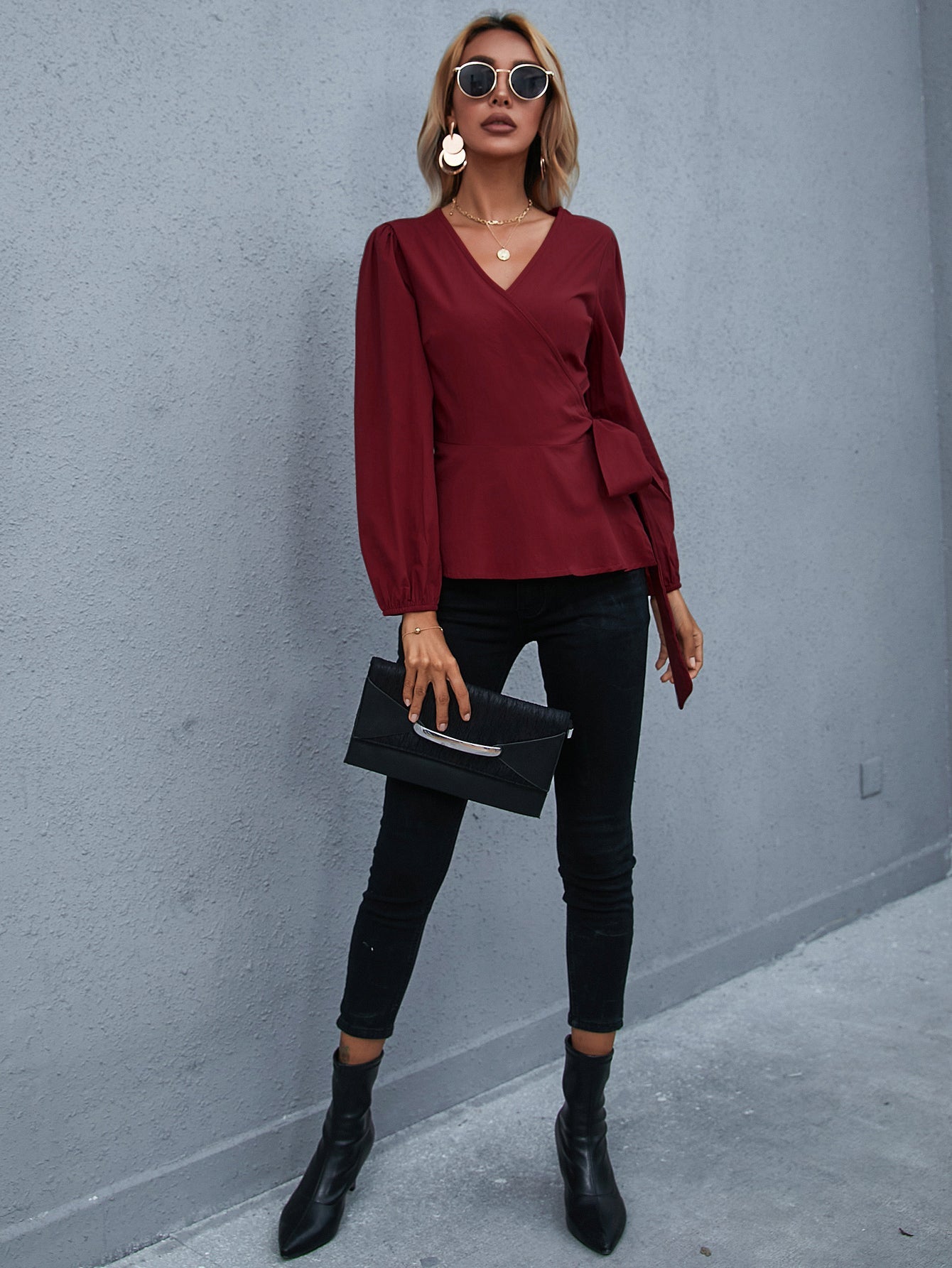 fermon - Wrap Tie Side Blouse