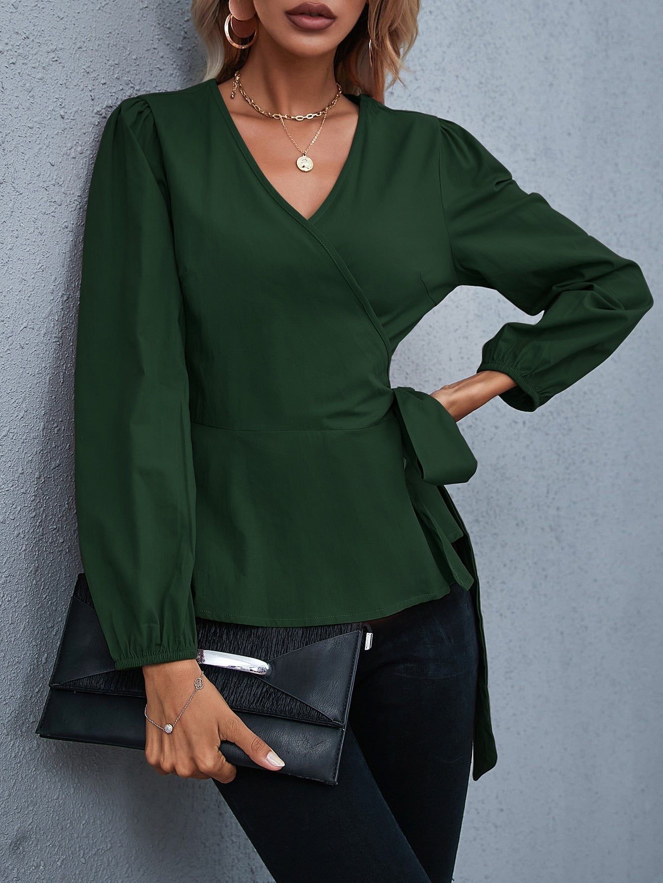 fermon - Wrap Tie Side Blouse
