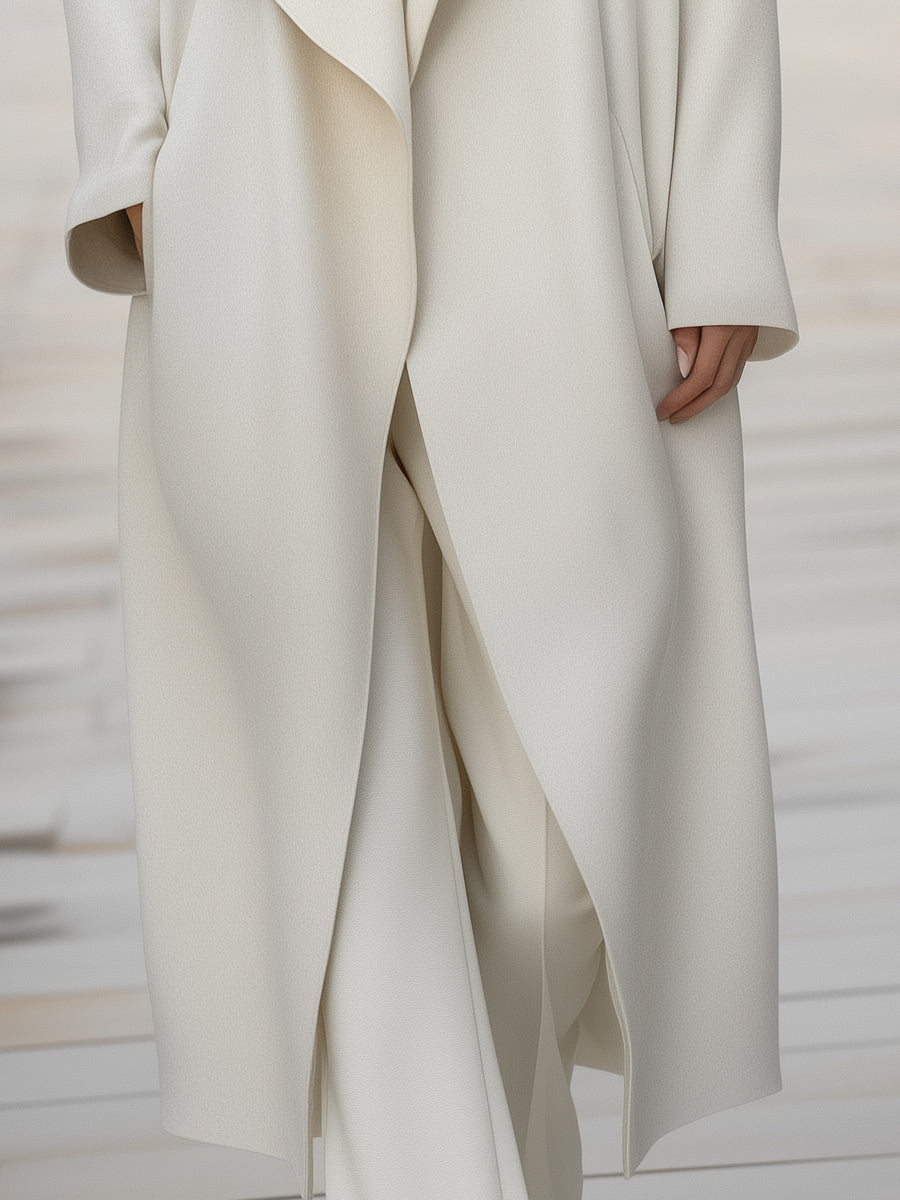 Structured Draped Collar Wool Coat