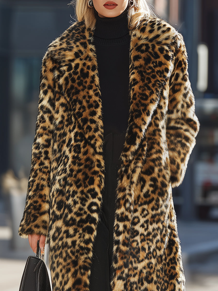 Bold Statement Leopard Print Faux Fur Coat
