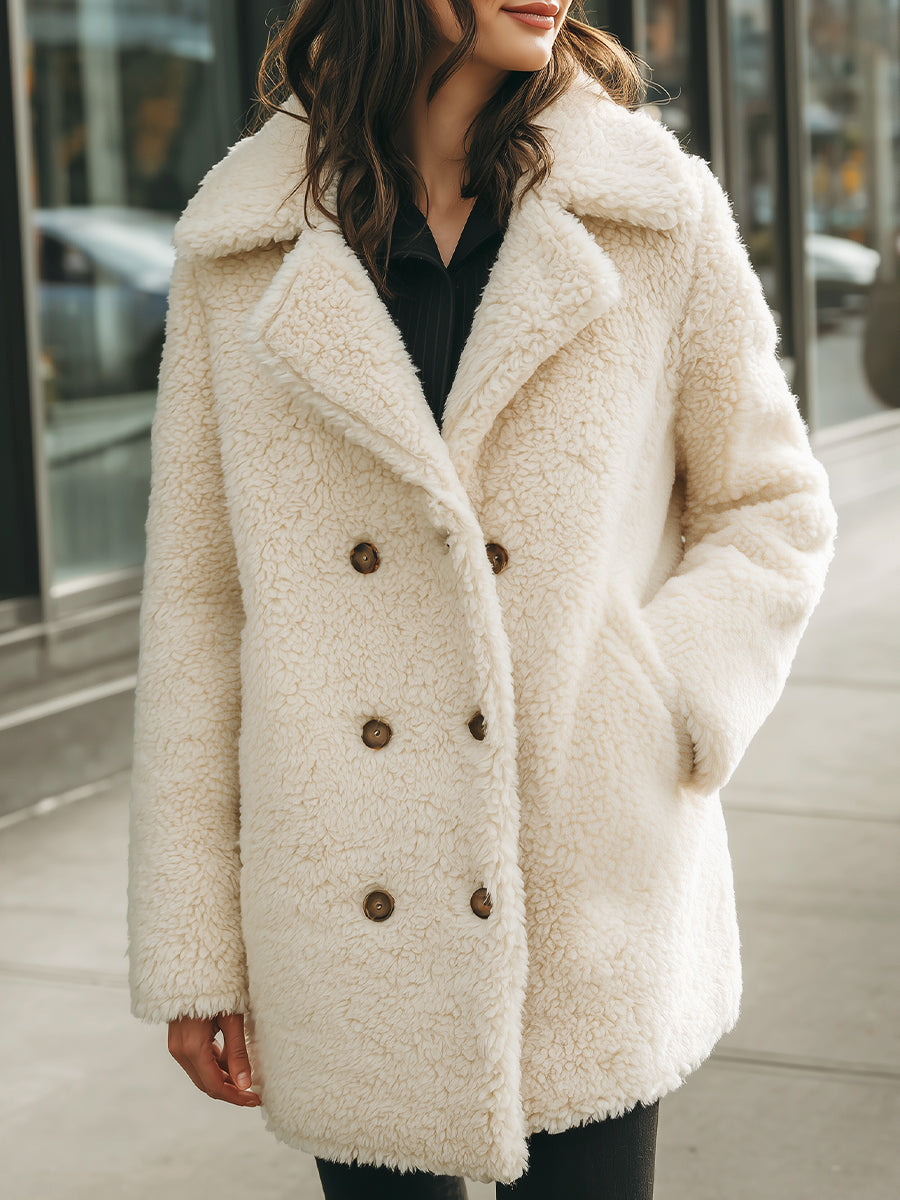 Cozy Double-Breasted Faux Shearling Coat
