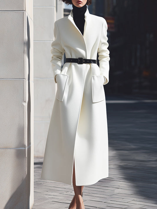 White Noir Belted Wool Coat