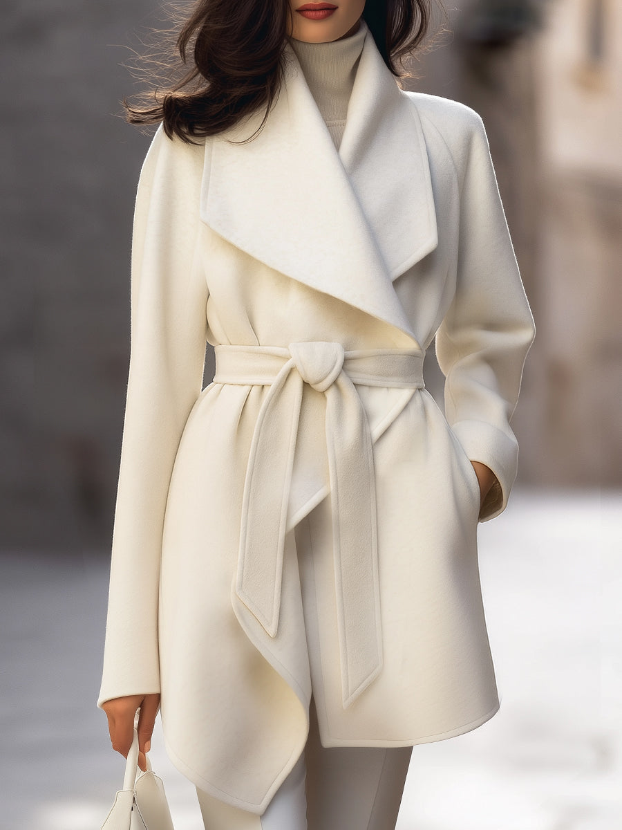 Elegance Belted Wool-Blend Wrap Coat