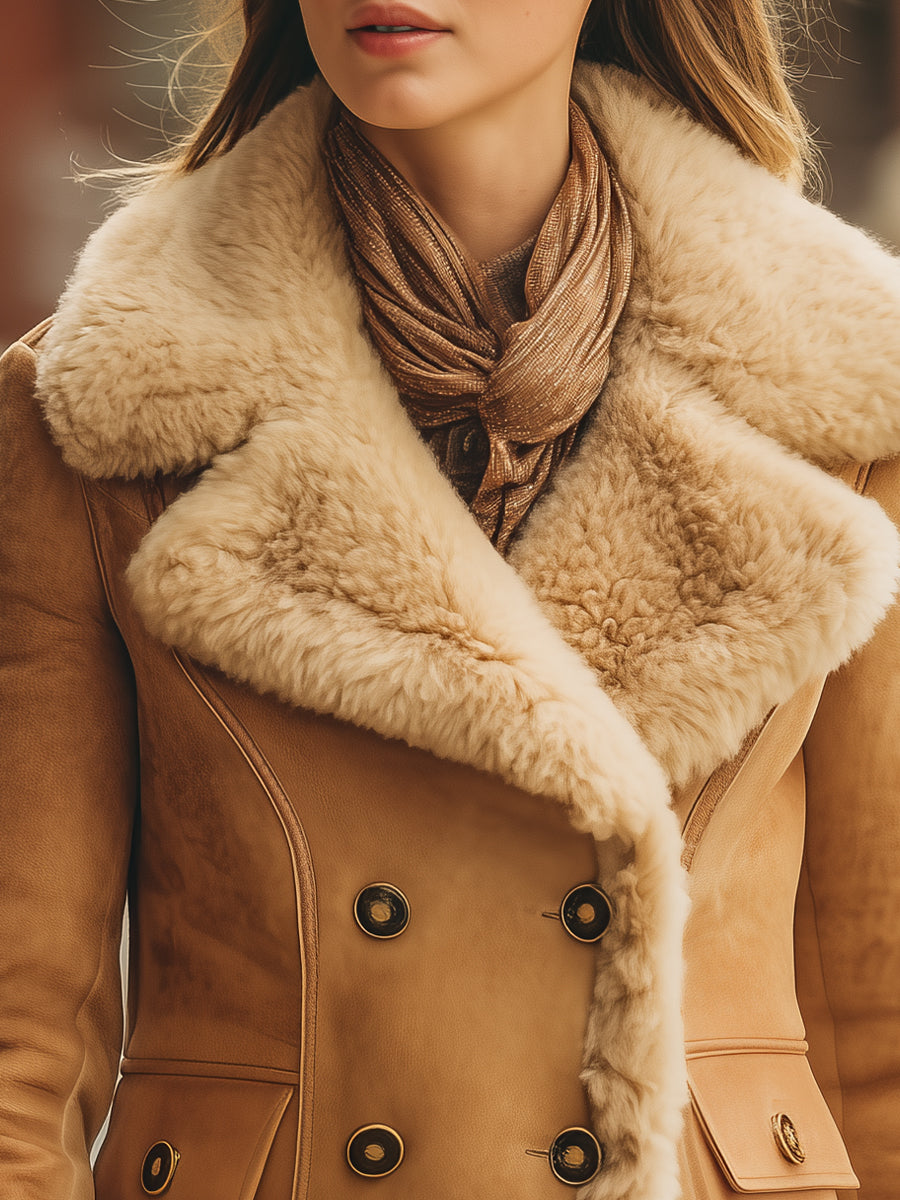 Women's Shearling-Lined Suede Aviator Jacket