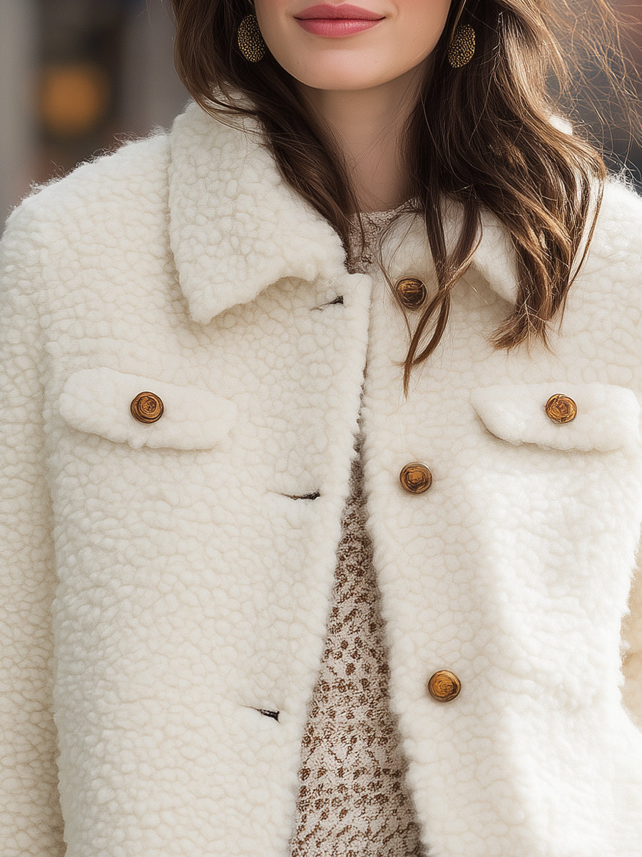 Cozy Chic Faux Shearling Button-Up Jacket
