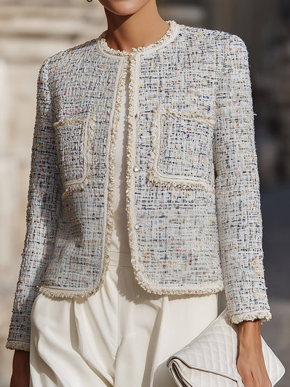 Pastel Tweed Jacket With Contrast Trim
