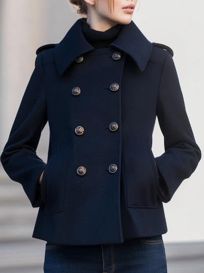 Classic Navy Double-Breasted Wool Peacoat