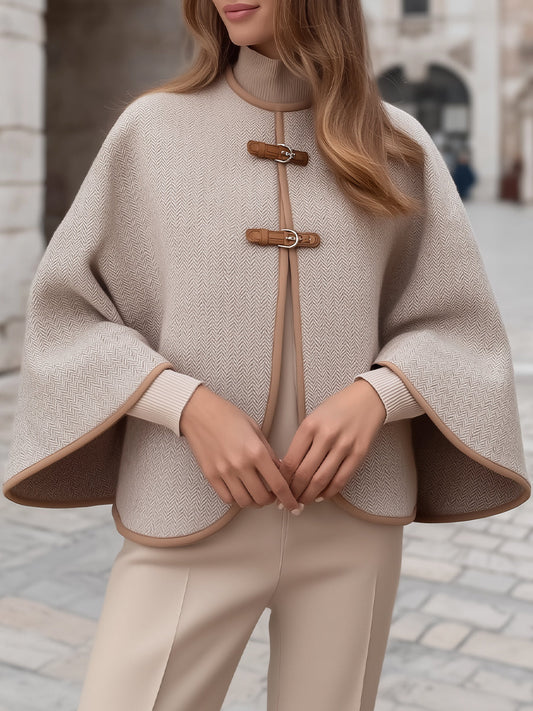 Herringbone Buckle Cape Jacket