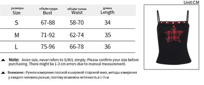 Gothic Spaghetti Crop Hip Vintage Ribbed Strap Hop Star Punk Sleeveless Grunge Top