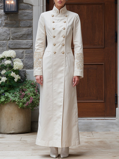 Ivory Embroidered Military-Inspired Coat