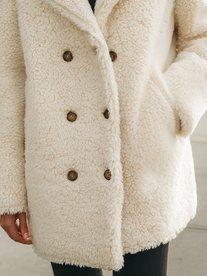 Cozy Double-Breasted Faux Shearling Coat