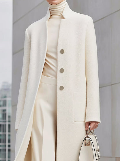 Ivory Minimalist Longline Wool Coat