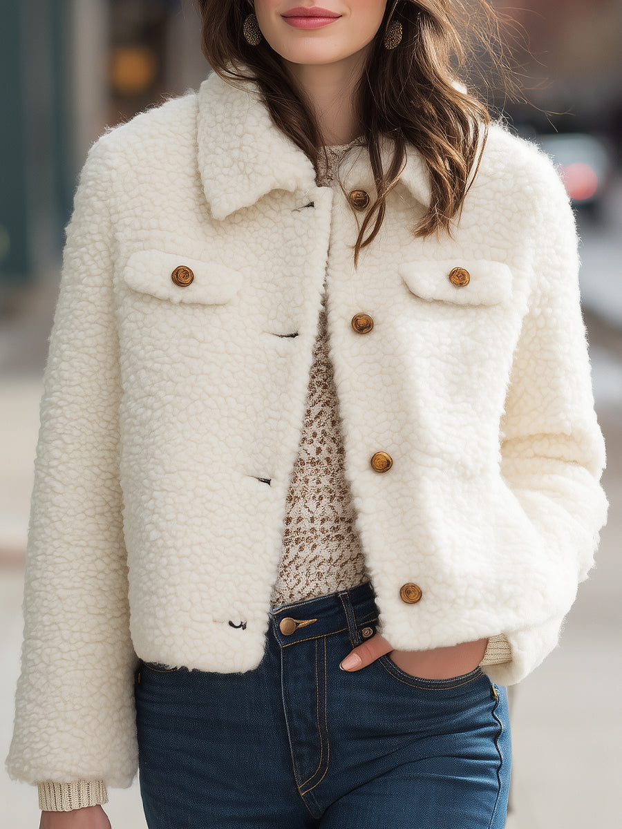 Cozy Chic Faux Shearling Button-Up Jacket