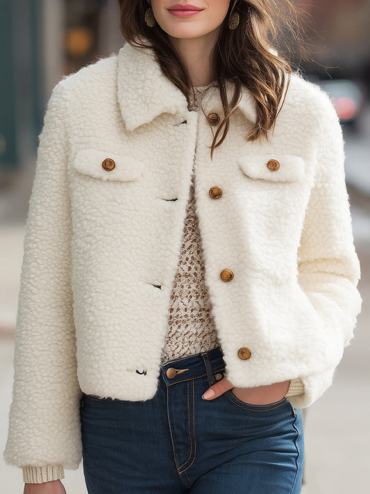Cozy Chic Faux Shearling Button-Up Jacket