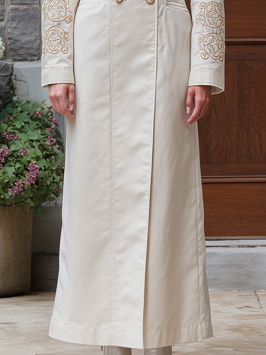 Ivory Embroidered Military-Inspired Coat