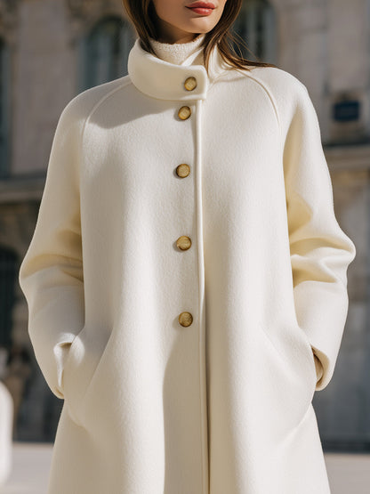 Timeless Wool-Blend Stand Collar Coat
