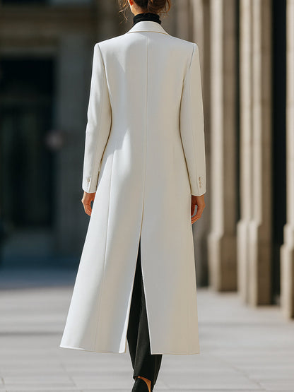 Timeless Elegance White Wool Long Coat