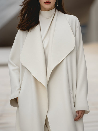 Structured Draped Collar Wool Coat