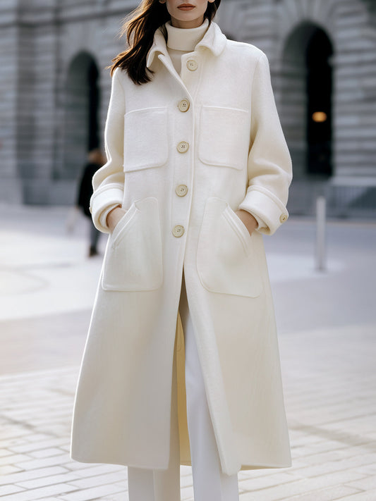 Luxury Wool-Blend Oversized Pocket Coat