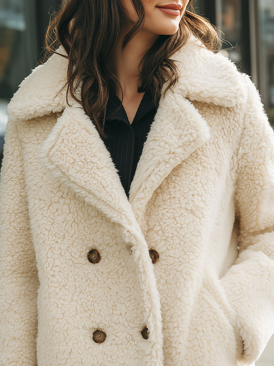 Cozy Double-Breasted Faux Shearling Coat