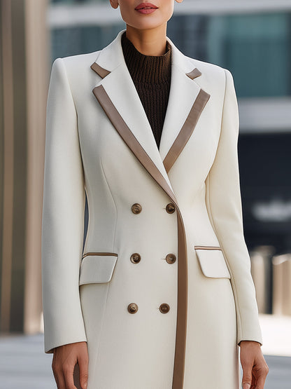 Wool-Blend Coat With Faux Leather Trim