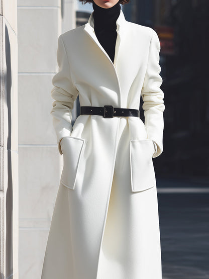 White Noir Belted Wool Coat