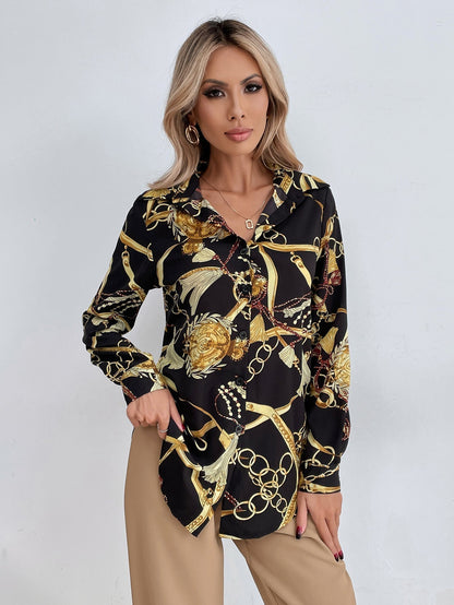 fermon - Chain Print Button Front Blouse