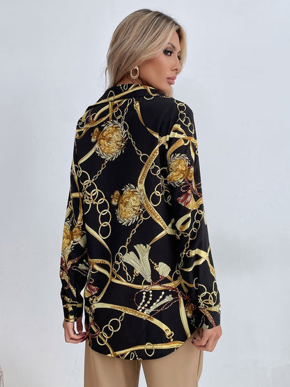 fermon - Chain Print Button Front Blouse