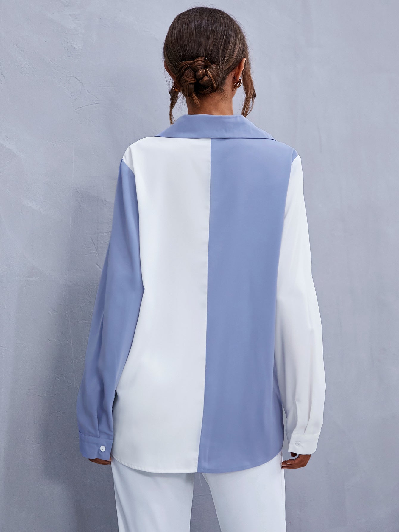 fermon - Colorblock Patch Pocket Blouse