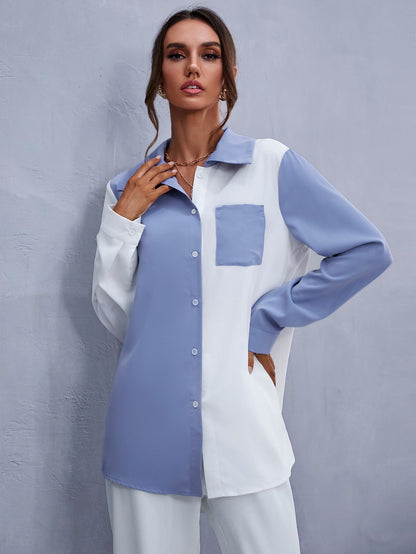 fermon - Colorblock Patch Pocket Blouse