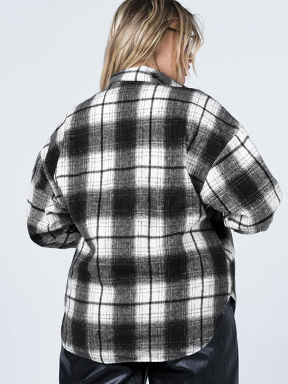 fermon - Flap Pocket Button Front Plaid Coat