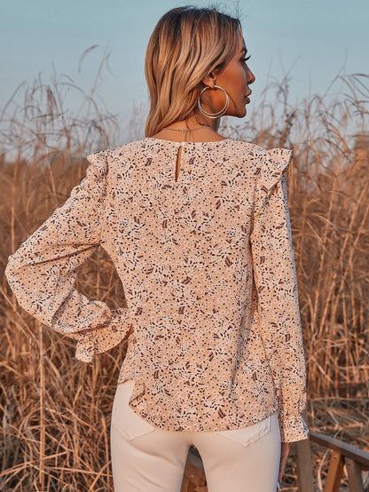 fermon - Floral Chiffon Shirt Casual Top Blouse