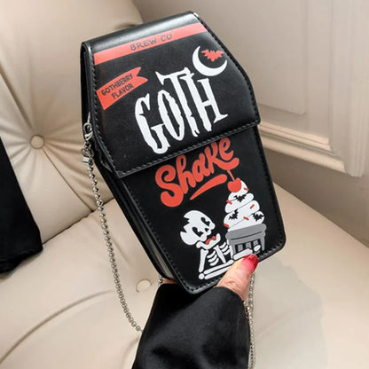 Gothic Shape Coffin PU Halloween Funny Cosmetic Leather Bag