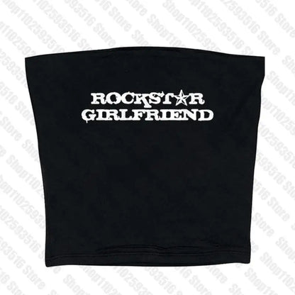 Gothic Emo Skull Graphic Print Crop Top