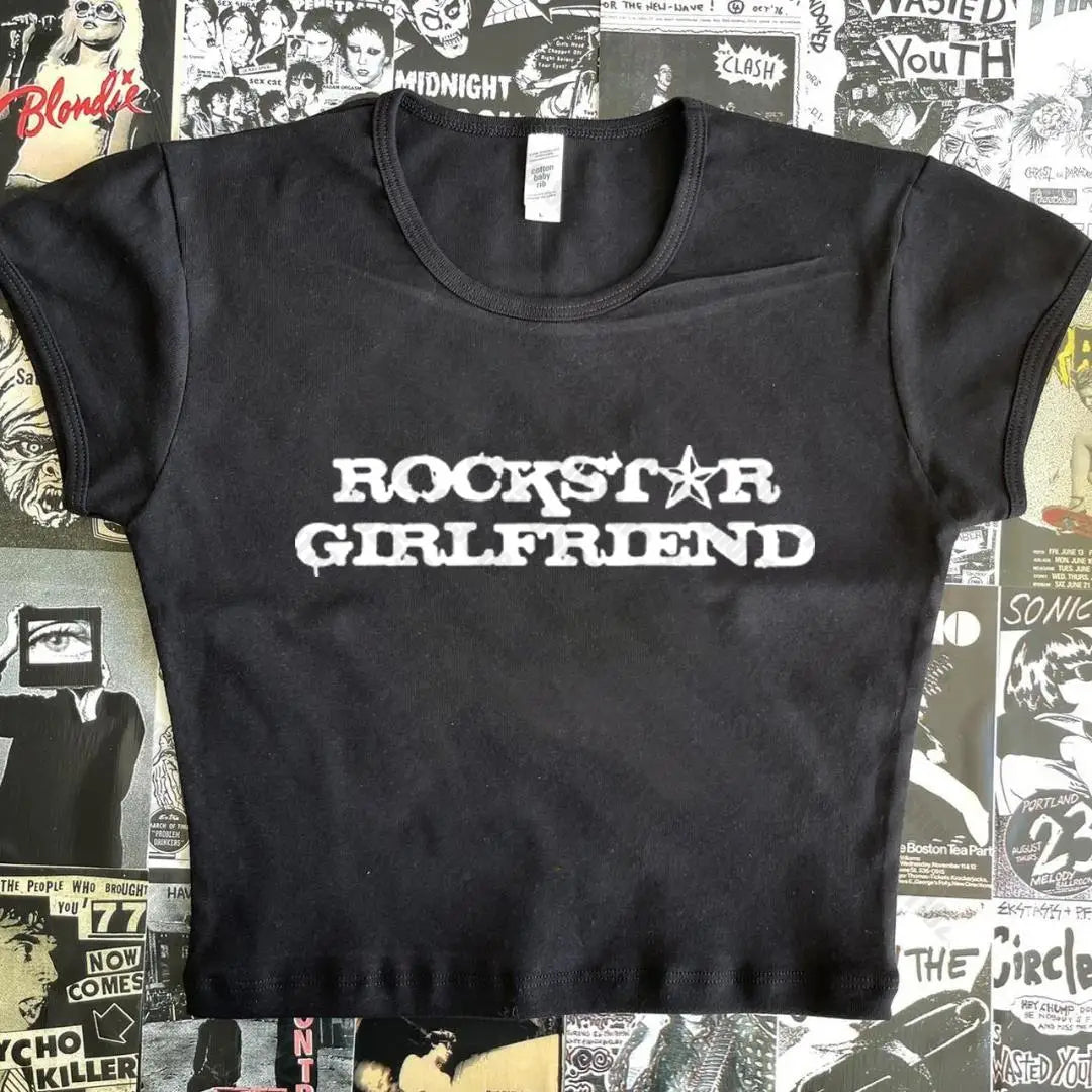 Gothic Emo Skull Graphic Print Crop Top