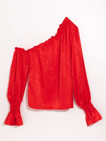 fermon - One Shoulder Puff Sleeve Blouse