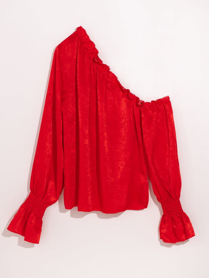 fermon - One Shoulder Puff Sleeve Blouse