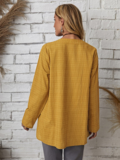 fermon - Plaid Notch Neck Blouse