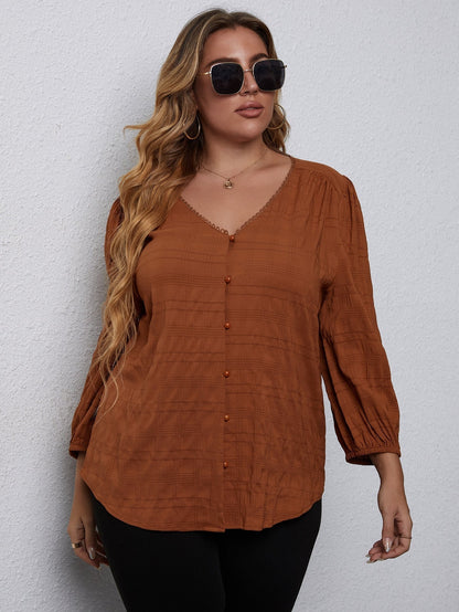 fermon - Plus Guipure Lace Trim Blouse