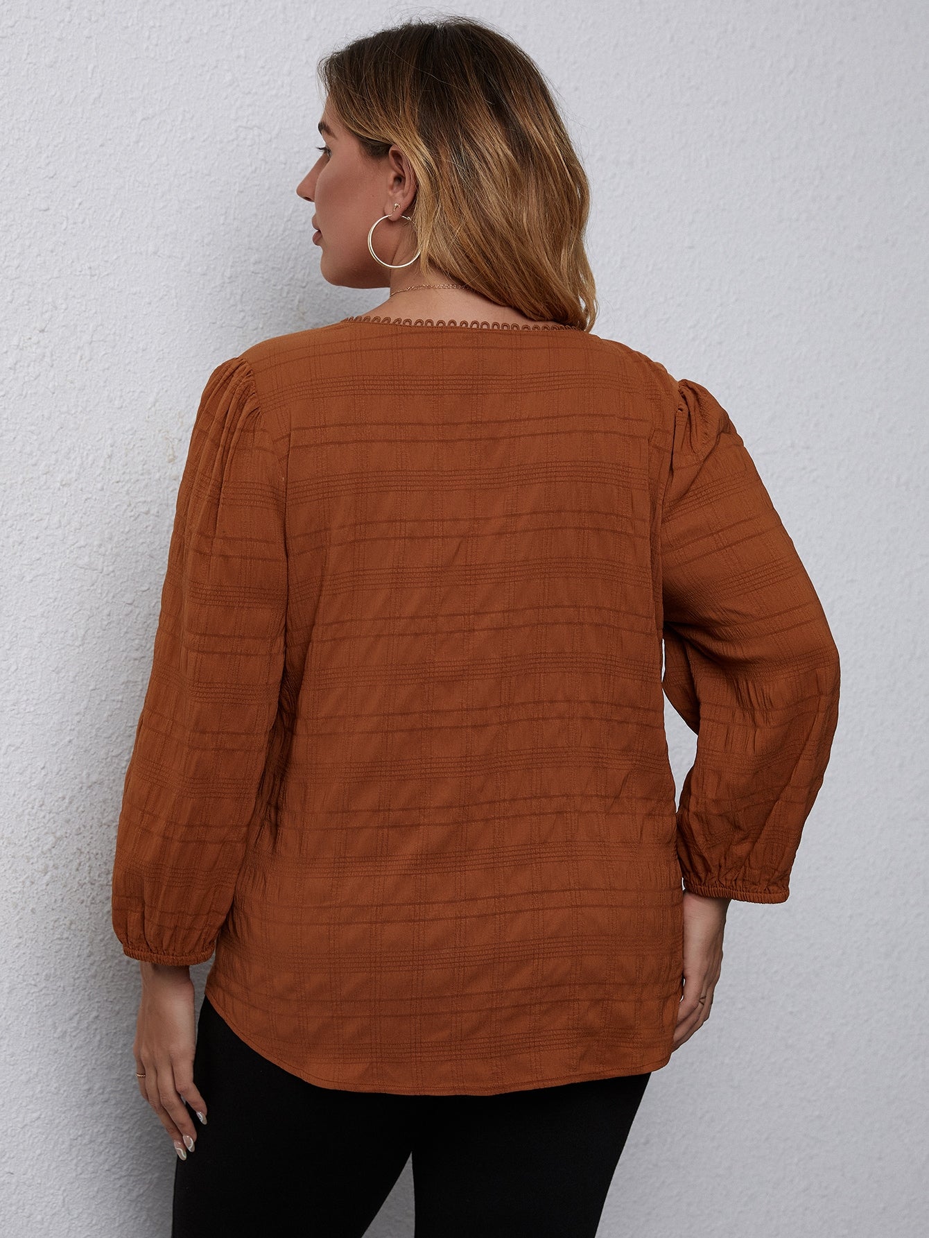 fermon - Plus Guipure Lace Trim Blouse